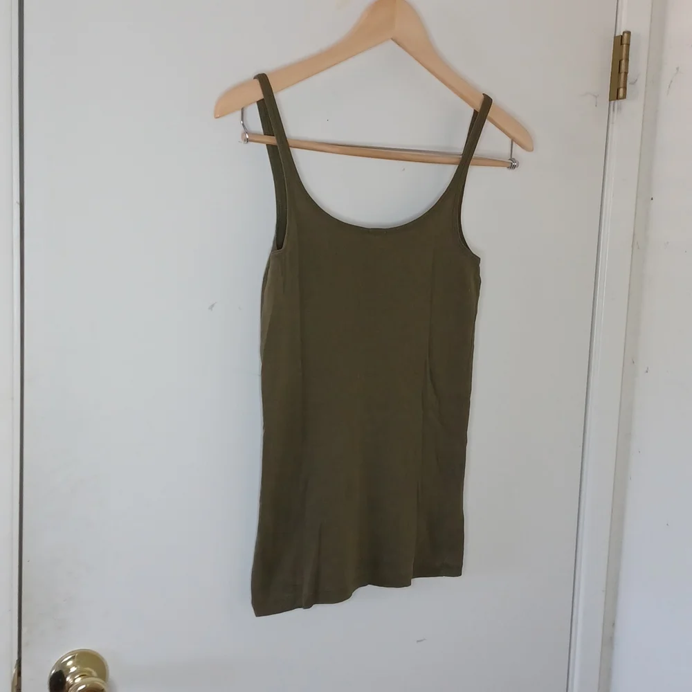 J. Crew Army Green Ruffled Tank, sz S